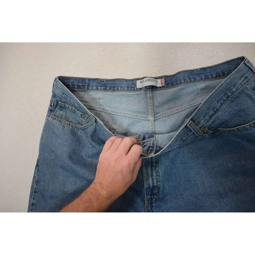 Levis 550 Relaxed Fit Jeans Mens 48x29 Blue Medium Wash Straight Leg Excellent